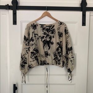 bryn Walker Black and Cream Floral Top